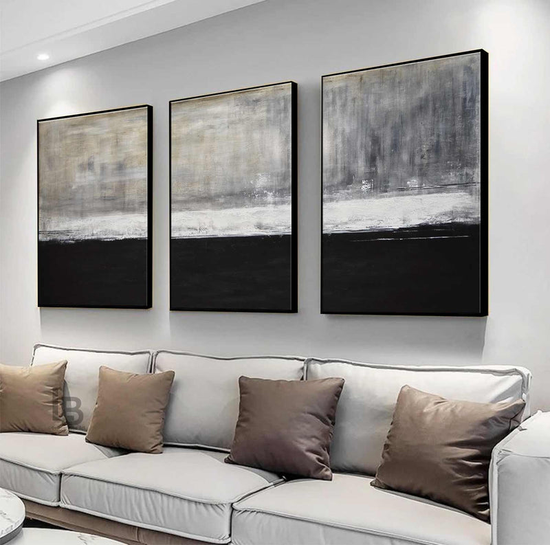 triptych black white paintings