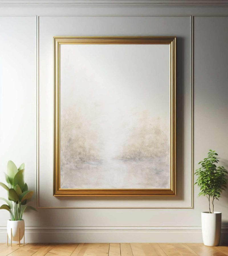 Impressionist Beige Light Painting Easy Artwork Vertical