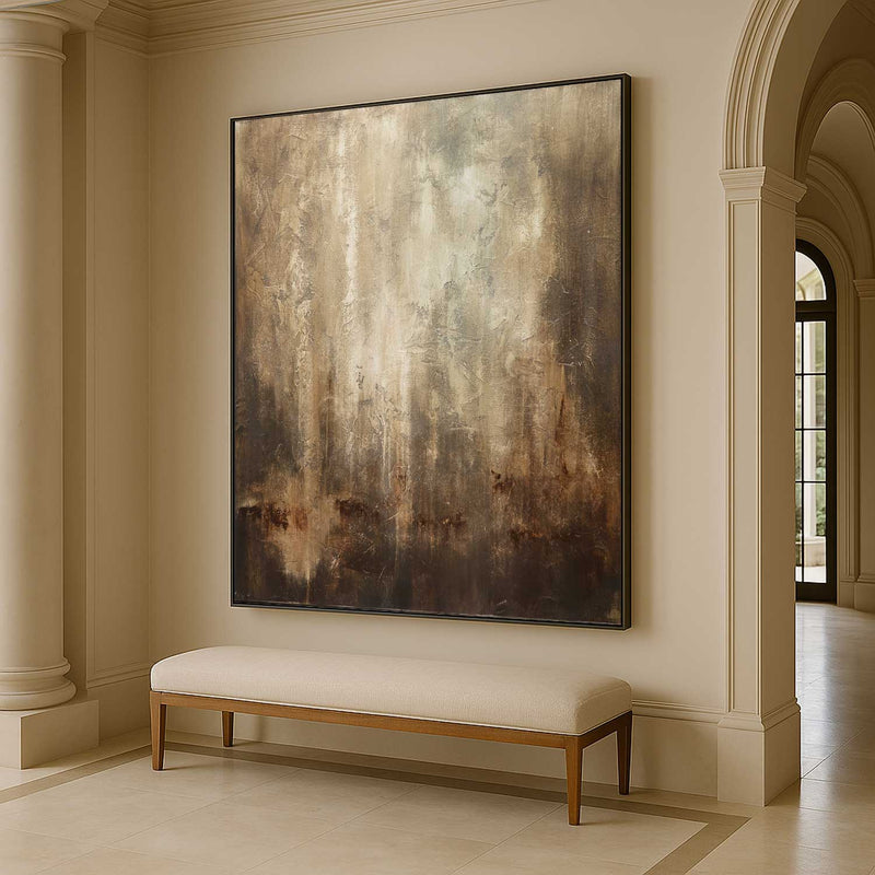 Brown Textured Wabi Sabi Abstract Vertical Painting Modern