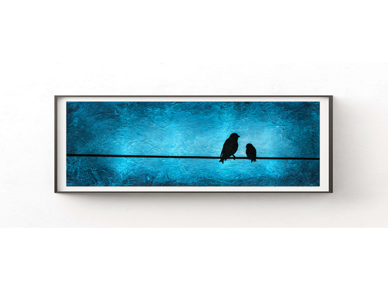 12x36 panoramic printable art download bird blue