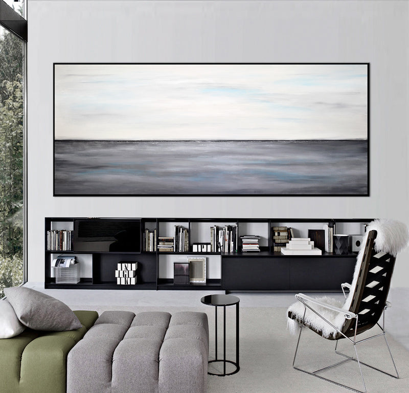 Gray White Wall Art For Bedroom Framed Coastal Abstract