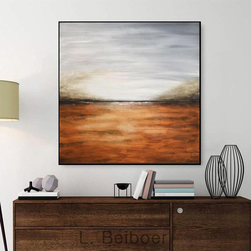 landscape painting gray sienna amber