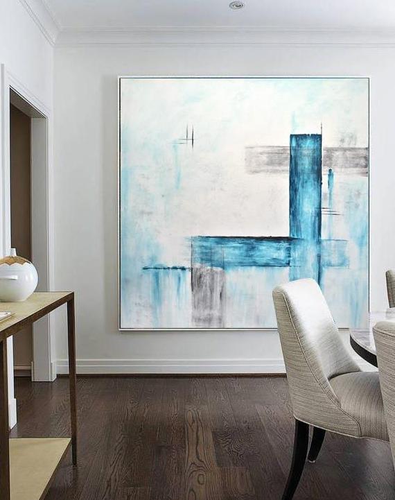 white blue large XXL abstract painting