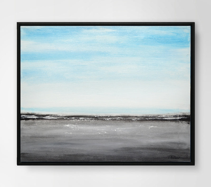 blue gray landscape painting artwork 16 x 20