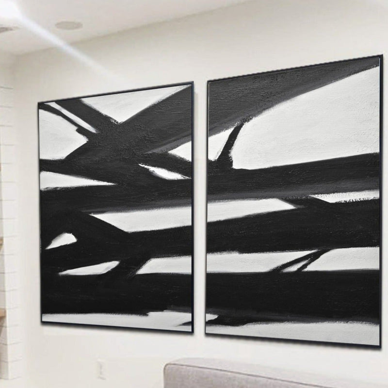 diptych paintings black and white