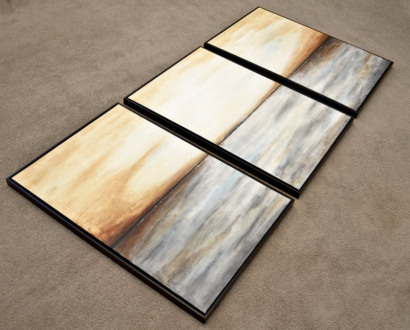 "Distant Sky" Set of 3 abstract landscape oil paintings
