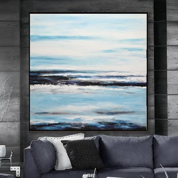 large landscape painting navy blue