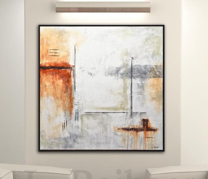 large square brown suede painting