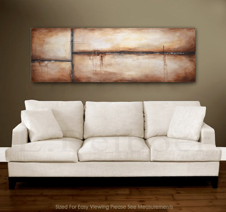 original brown abstract painting 20x60