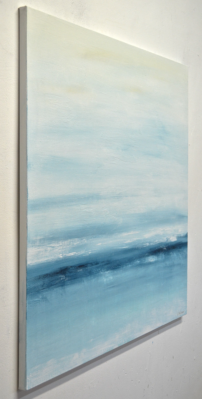 "New Horizons" Abstract landscape painting blue 30 x 30