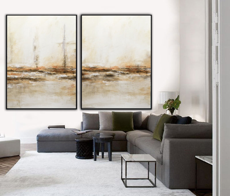 large abstract paintings sand brown original